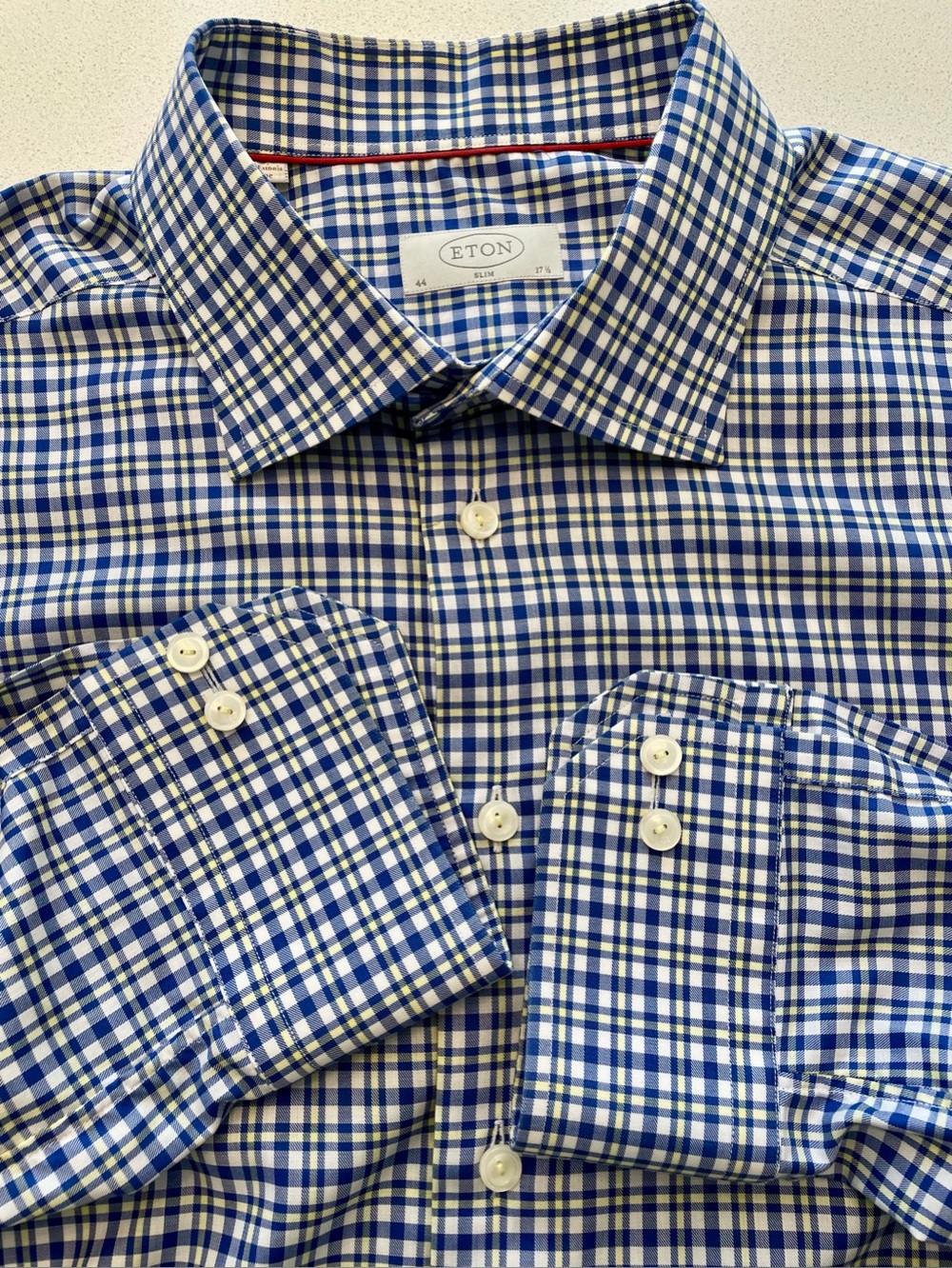Eton - all cotton checkered shirt Size 44 (17.5”neck)